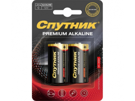Батарейка СПУТНИК Premium Alkaline LR14/2B (20)