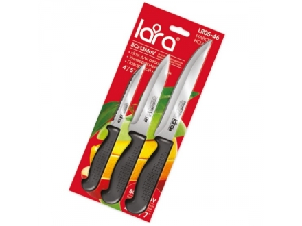 Набор ножей 3шт. LR05-46 блистер пластиковая ручка (поварской, универсальный, для овощей) (48) - фото №2