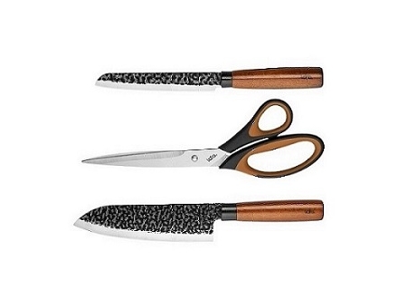 Набор ножей 3шт. LR05-12 (универсальный нож 12,7см + нож сантоку 18см + ножницы кухонные)