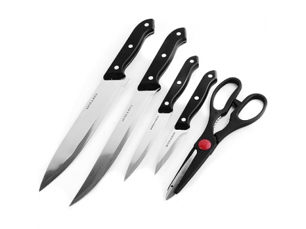Набор ножей 6 пр. МВ-30736 (4 ножа + ножницы + разделочная доска) (12) - фото №2