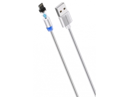 Кабель More Choice USB-Lighting 2,4А нейл. 1м магнитный - фото №2