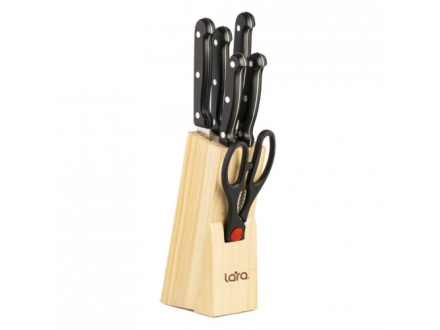 Набор ножей 7 пр. LR05-53 на дерев. подставке (5 ножей + ножницы + подставка) (6)