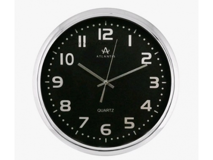 Часы 606-12 Atlantis черн/сереб кругл. (10)