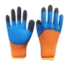 Перчатки акрил. рифленые оранжевые с синий облив утепленные (12) артикул 